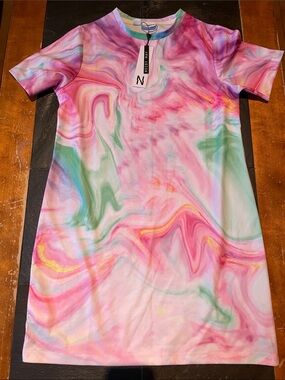 Noisy may Pink, Green & Yellow Marble-Print Short Sleeve Tee